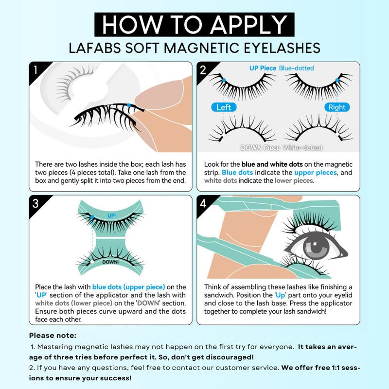 Lafabs Soft Magnetic Eyelashes, Cosmetic Eyelash Extension with Applicator, Twin Lashes, No Glue & No Liner Needed, Reusable, Waterproof, Natural Look Lashes Makeup Eyelashes Extensions