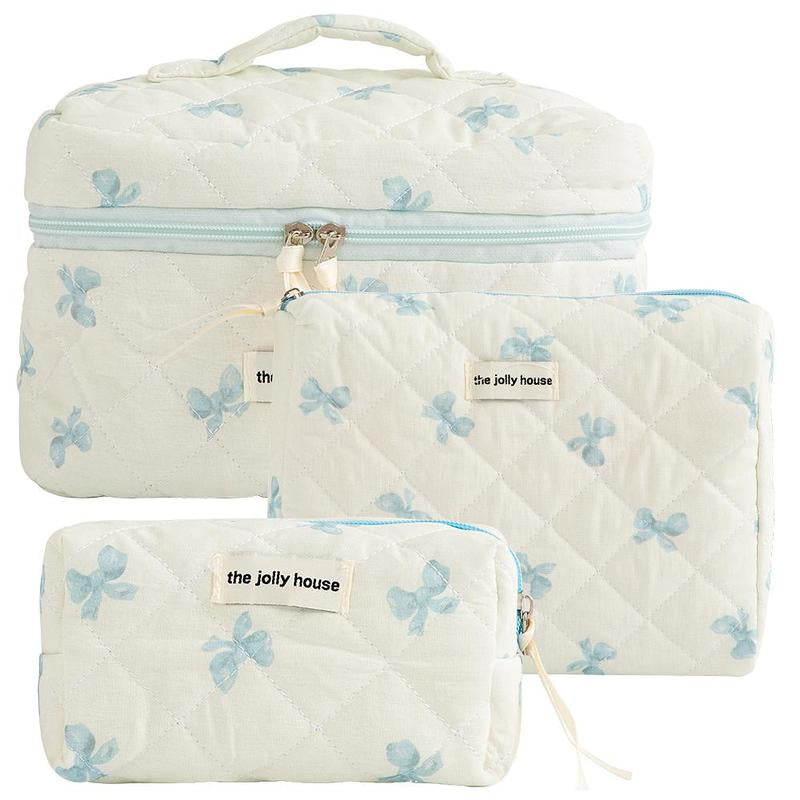 Quilted Makeup Bag Set, Travel Cosmetic Bags, Portable Zipper Makeup Organizer Pouch for Skincare, Foundation, Makeup Tools, Travel Essentials, Ideal Gift, Cosmetic Storage Bag, Makeup Products Bag, Makeup Bundle Box, Makeup Container Set, Makeup Case
