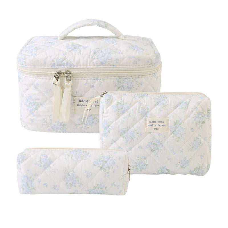 Quilted Makeup Bag Set, Travel Cosmetic Bags, Portable Zipper Makeup Organizer Pouch for Skincare, Foundation, Makeup Tools, Travel Essentials, Ideal Gift, Cosmetic Storage Bag, Makeup Products Bag, Makeup Bundle Box, Makeup Container Set, Makeup Case