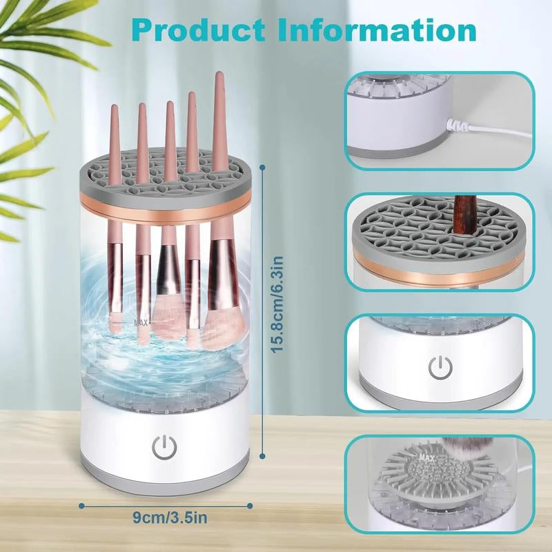 Electric Makeup Brush Cleaner, Super-Fast Electric Spinningcleaner for Most Size Brush，Usb Powered Sonic Makeup Brush Cleaner，3-In-1 Electric Makeup Brush Cleaner，Portable Makeup Brush Cleaner，Facial Makeup，Dry Makeup，Brush Clean Mat，Tool Fit，Makeup Look