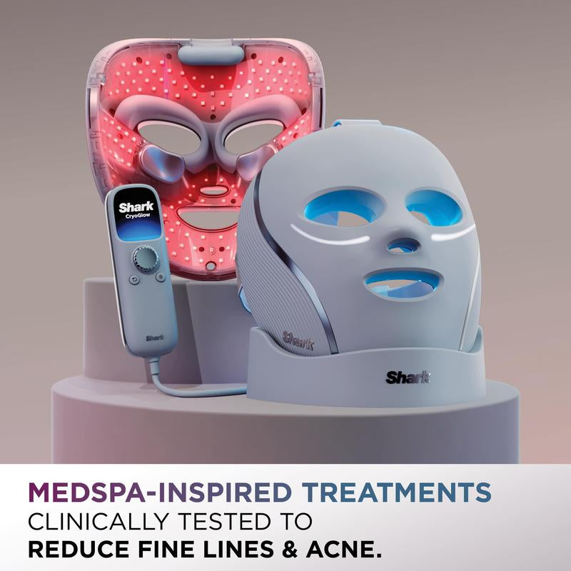 Shark Cryoglow Red & Blue Infrared Iqled Face Mask & under Eye Cooling FW312 Facial Acne Face Lifting Device with Adjustable Plug and Storage Bag