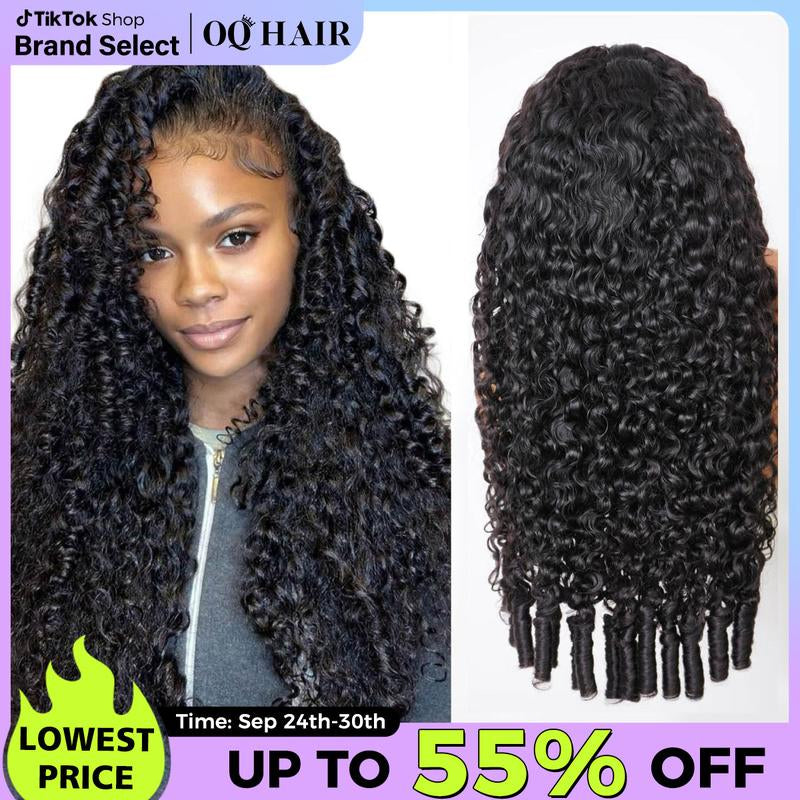 OQ HAIR 220% Density Full Burmese Curly 13X6 Lace Frontal Glueless Wigs Water Wave Virgin Human Hair Wigs Pre Plucked Natural Hairline