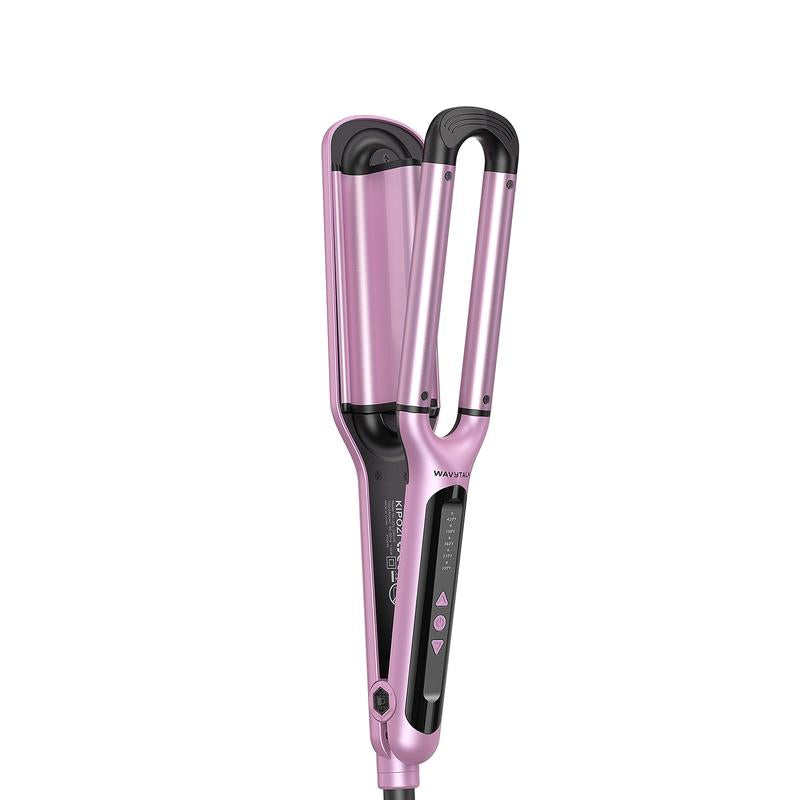 Wavytalk Beachy Waver Hair Crimpers with 3 Barrel, Fast Heat Curling Iron, Easy-To-Use Hair Crimper for Effortless Waves, Pink