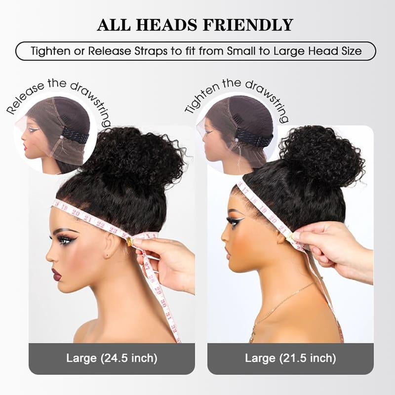 Subella Hidden Strap 360 Lace Water Wave Human Hair Wig Invisi Strap Snug Fit 360 Lace Frontal Wig Pre Bleached Knots Pre Plucked Crystal Band HD Lace Wig Invisi-Drawstring 360 Lace Wig