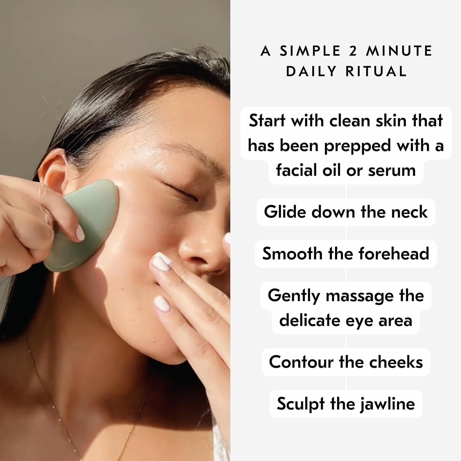 Jade Gua Sha Facial Tool – the Stone of Eternal Youth – 100% Genuine Jade Stone Face Sculpting Tool for Lymphatic Drainage, Puffiness Reduction & Timeless Radiance