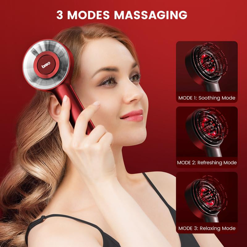 Breo Scalp3 Scalp Massaging Brush Hair Oil Applicator Oil Dispenser Hair Growth Stimulator Scalp Massager Hair Growth Waterproof Head Massager Hair Oil Massaging Red Light Therapy