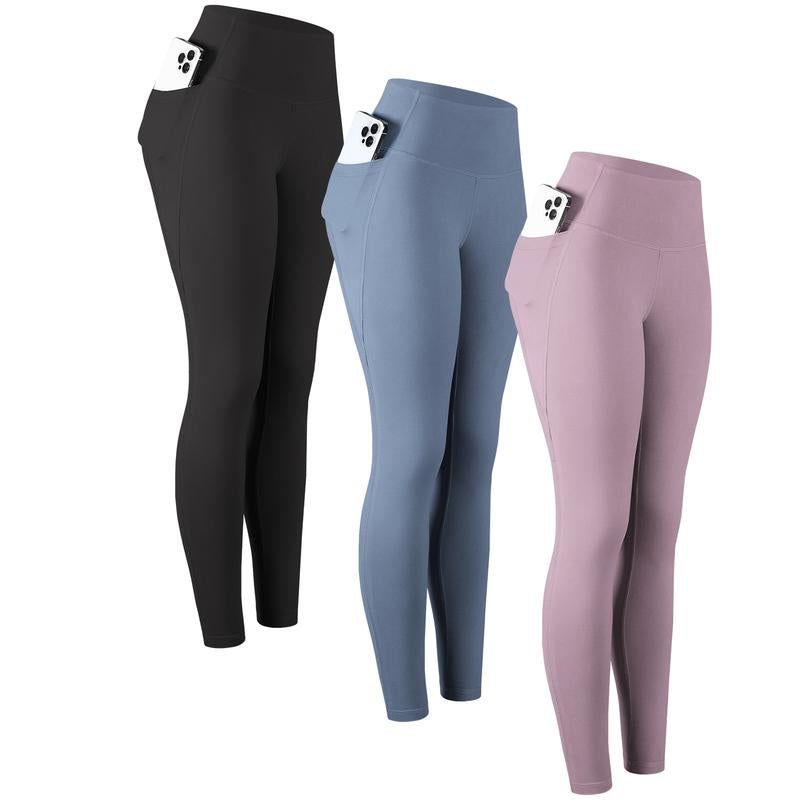 CHRLEISURE 3/5/6-Pack High Waisted Sports Leggings with Pockets for Women - Soft Athletic Tummy Control Pants for Running Cycling Yoga Workout Leggings