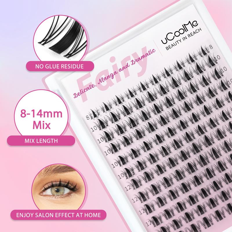 Lashes Short Fairy Venus with Invisible Band Lashes Wispy Lash Clusters Individual Lashes 8-14MM Natural Lashes Waterproof for Girls Clusters DIY Cluster Eyelash Extensions for Beginners Long Lasting Manga Makeup Cosmetic Springtok